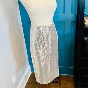 Silver disco ball midi skirt